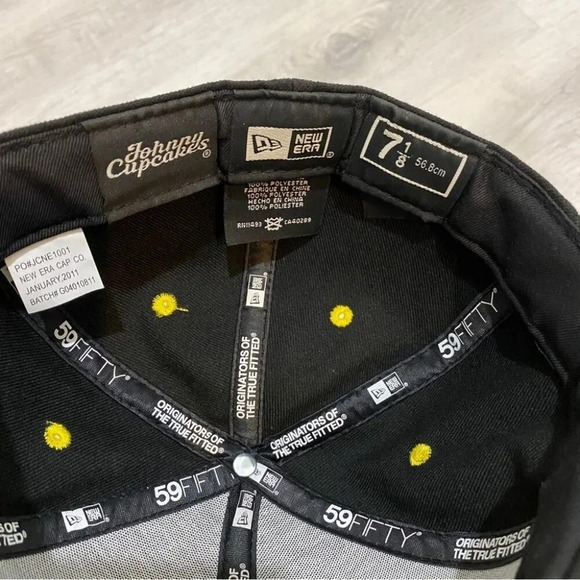 Johnny Cupcakes Bones Baseball Cap X Black Yellow Fitted 7 1/8 (56.8cm) New Era - Picture 9 of 12